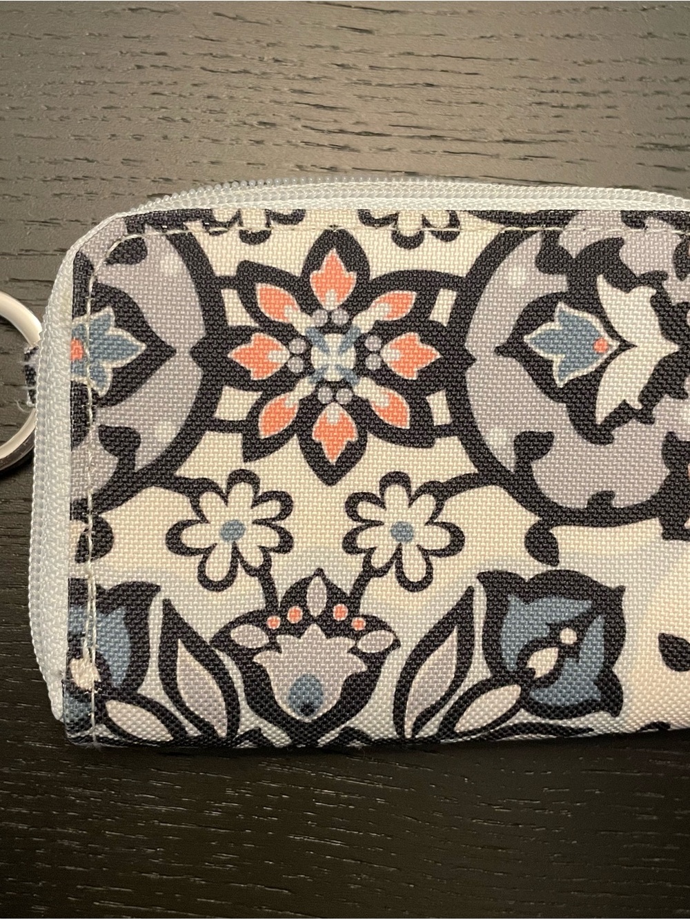 Vera Bradley Floral Tile Zip Wallet in Blue, Coral & White